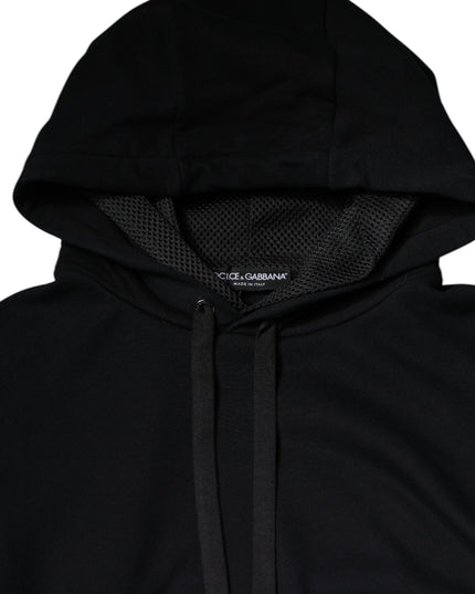 Dolce & Gabbana Black Hooded Pullover Men Sweatshirt Sweater