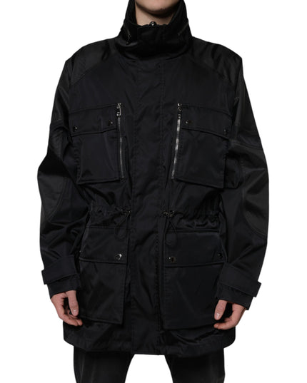 Dolce & Gabbana Black Nylon Winter Men Parka Coat Jacket
