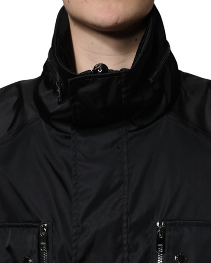 Dolce & Gabbana Black Nylon Winter Men Parka Coat Jacket