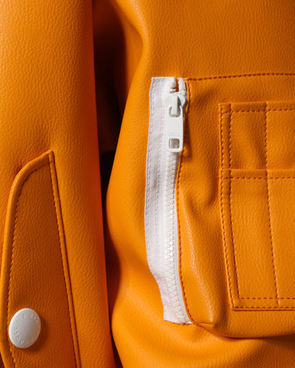 Dolce & Gabbana Orange White Full Zip Jersey Bomber Jacket