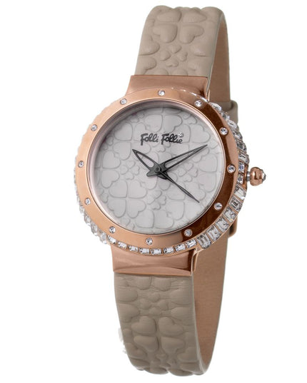 Folli Follie Gray Leather Dress Watch