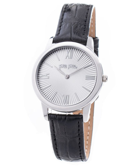 Folli Follie Black Leather Dress Watch