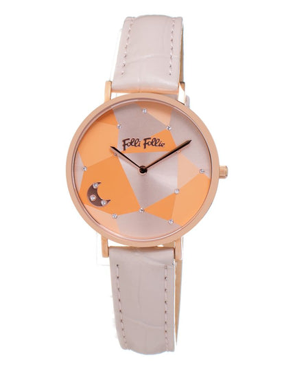 Folli Follie Beige Leather Dress Watch