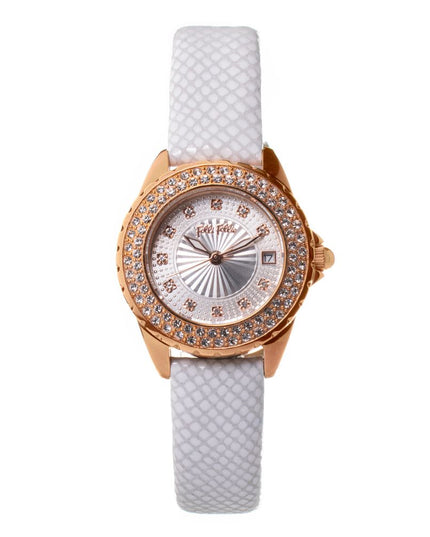 Folli Follie White Leather Dress Watch