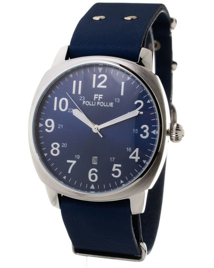 Folli Follie Blue Leather Dress Watch
