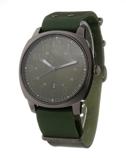 Folli Follie Green Leather Dress Watch