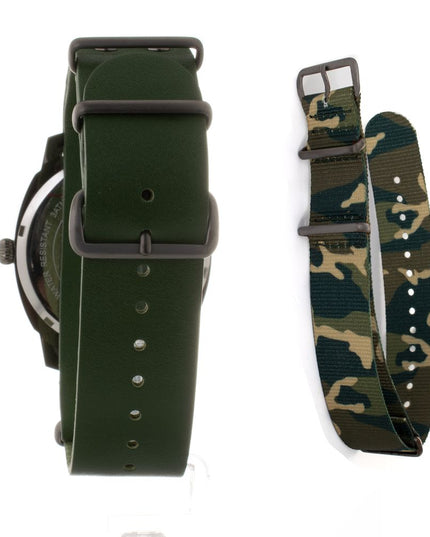 Folli Follie Green Leather Dress Watch