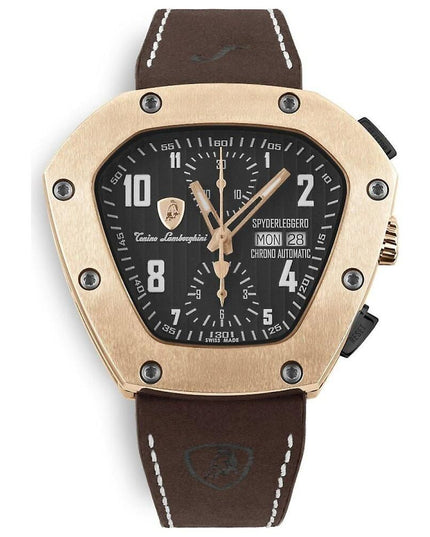 Lamborghini Black Leather Dress Watch