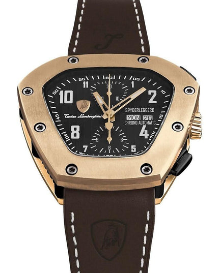 Lamborghini Black Leather Dress Watch