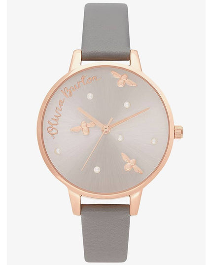 Olivia Burton Gray Artificial Leather Dress Watch