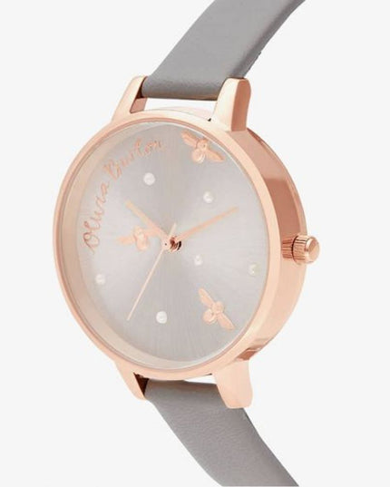Olivia Burton Gray Artificial Leather Dress Watch