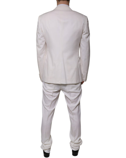 Dolce & Gabbana White Wool Silk 3 Piece SlimFit Formal Suit