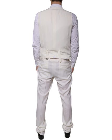 Dolce & Gabbana White Wool Silk 3 Piece SlimFit Formal Suit