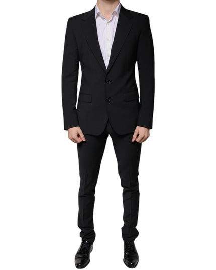 Dolce & Gabbana Black Wool 3 Piece Slim Fit Formal Men Suit