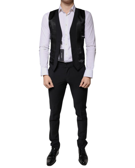 Dolce & Gabbana Black Wool 3 Piece Slim Fit Formal Men Suit