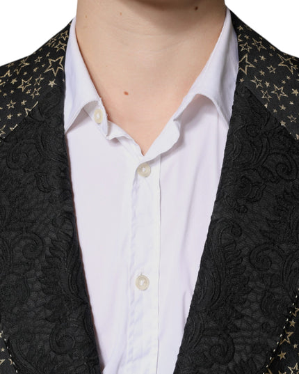 Dolce & Gabbana Black Stars Jacquard SICILIA 2 Piece Suit