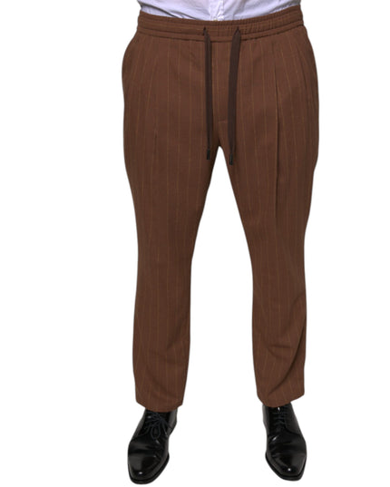 Dolce & Gabbana Brown Stripes Skinny Men Dress Pants