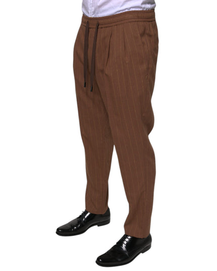 Dolce & Gabbana Brown Stripes Skinny Men Dress Pants