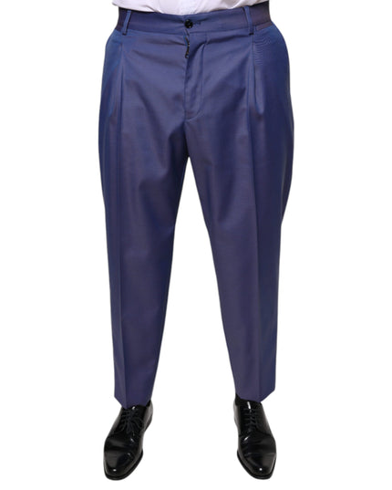 Dolce & Gabbana Blue Wool Tapered Formal Dress Pants