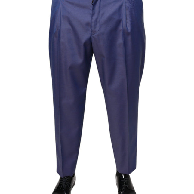 Dolce & Gabbana Blue Wool Tapered Formal Dress Pants