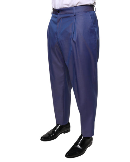 Dolce & Gabbana Blue Wool Tapered Formal Dress Pants