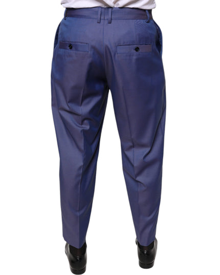Dolce & Gabbana Blue Wool Tapered Formal Dress Pants