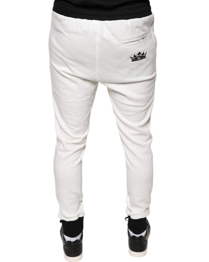 Dolce & Gabbana White Cotton Slim Men Jogger Sweatpants Pants