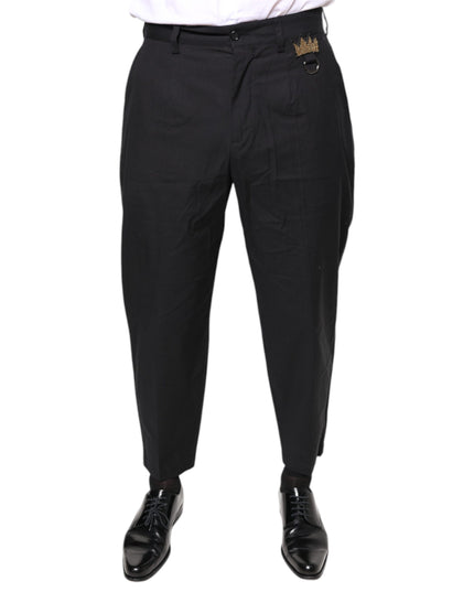 Dolce & Gabbana Black Crown Cotton Dress Pants