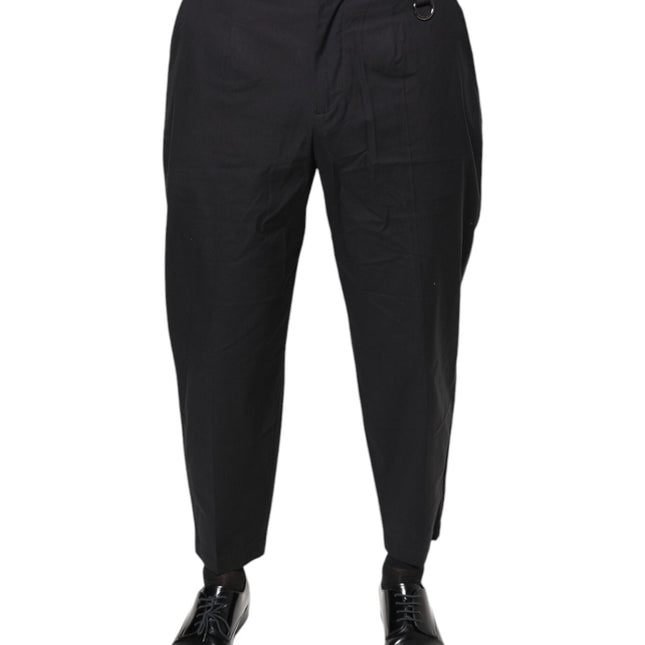 Dolce & Gabbana Black Crown Cotton Dress Pants