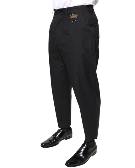 Dolce & Gabbana Black Crown Cotton Dress Pants