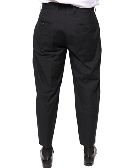 Dolce & Gabbana Black Crown Cotton Dress Pants