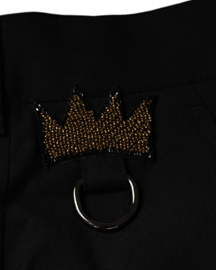 Dolce & Gabbana Black Crown Cotton Dress Pants