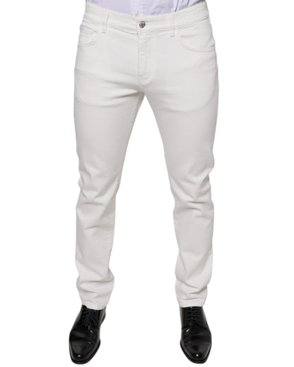 Dolce & Gabbana White Cotton Skinny Slim Men Denim Jeans