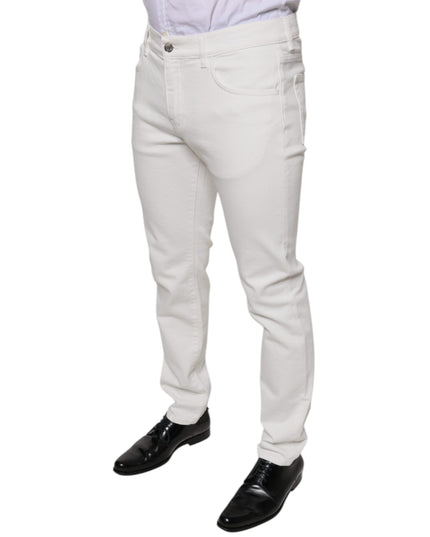 Dolce & Gabbana White Cotton Skinny Slim Men Denim Jeans