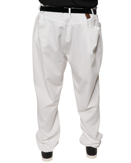 Brunello Cucinelli White Cotton Men Dress Tapered Pants