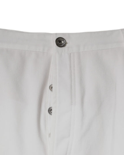 Brunello Cucinelli White Cotton Men Dress Tapered Pants