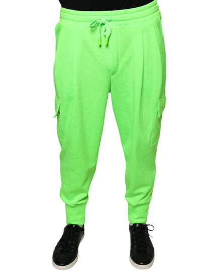 Dolce & Gabbana Neon Green Polyester Cargo Jogger Sweatpants Pants