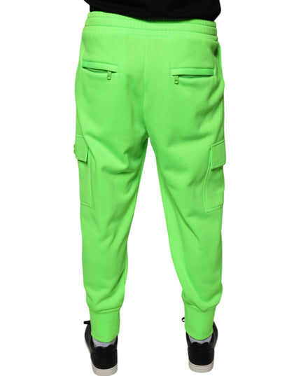 Dolce & Gabbana Neon Green Polyester Cargo Jogger Sweatpants Pants