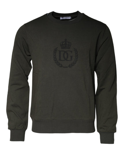 Dolce & Gabbana Army Green Crown Cotton Sweatshirt Sweater