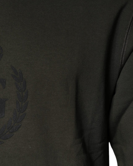 Dolce & Gabbana Army Green Crown Cotton Sweatshirt Sweater