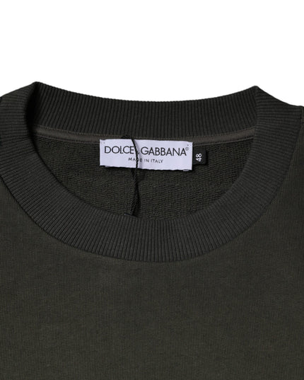 Dolce & Gabbana Army Green Crown Cotton Sweatshirt Sweater