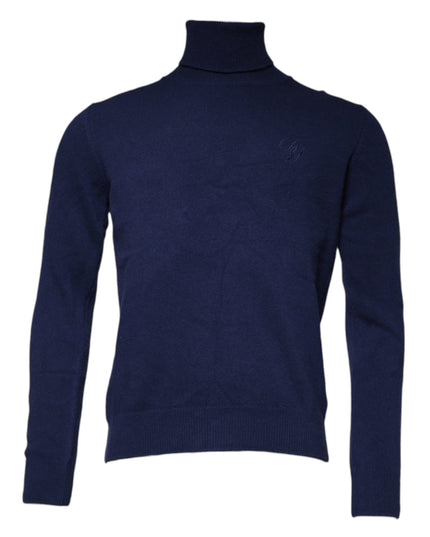 Dolce & Gabbana Blue Wool Knit Turtleneck Pullover Sweater