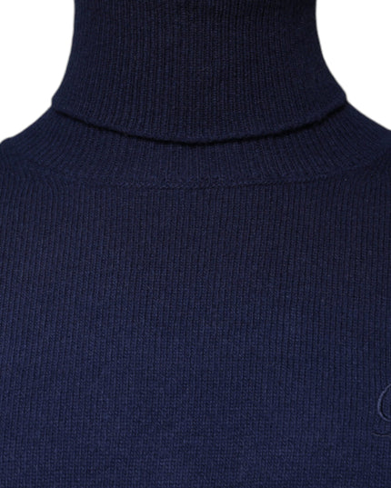 Dolce & Gabbana Blue Wool Knit Turtleneck Pullover Sweater