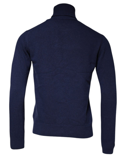 Dolce & Gabbana Blue Wool Knit Turtleneck Pullover Sweater