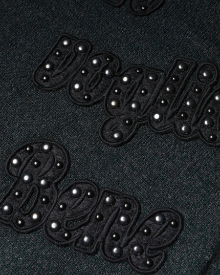 Dolce & Gabbana Gray Embellished Crew Neck Pullover Sweater