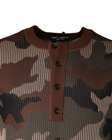 Dolce & Gabbana Multicolor Camouflage Men Pullover Sweater