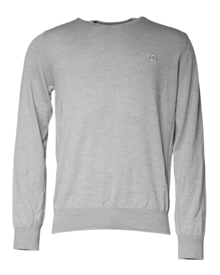 Dolce & Gabbana Light Gray Wool Crew Neck Pullover Sweater