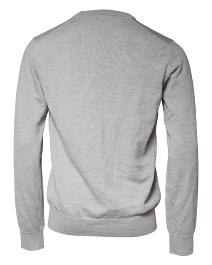 Dolce & Gabbana Light Gray Wool Crew Neck Pullover Sweater