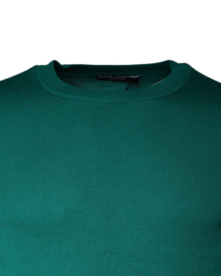 Dolce & Gabbana Green Wool Knit Crew Neck Pullover Sweater