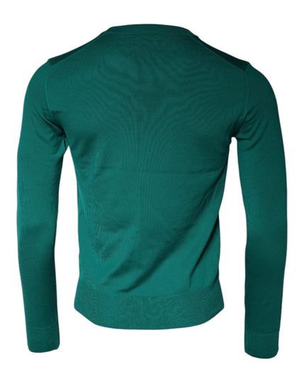 Dolce & Gabbana Green Wool Knit Crew Neck Pullover Sweater